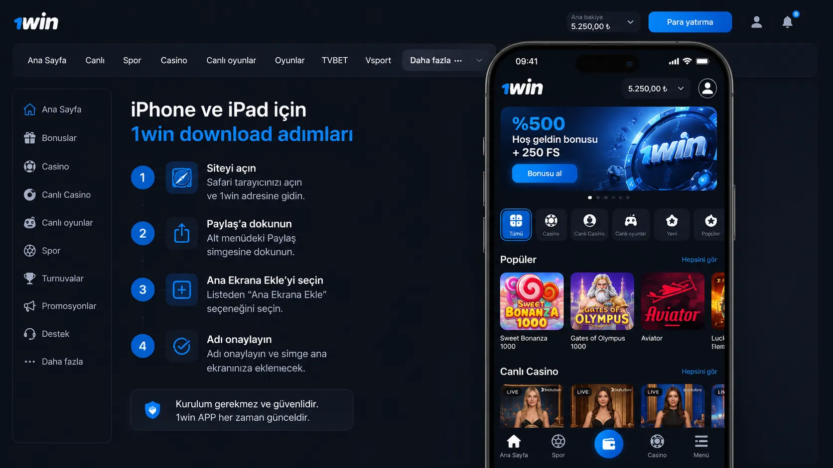 1win APP mobil lobisi bir akıllı telefonda açık