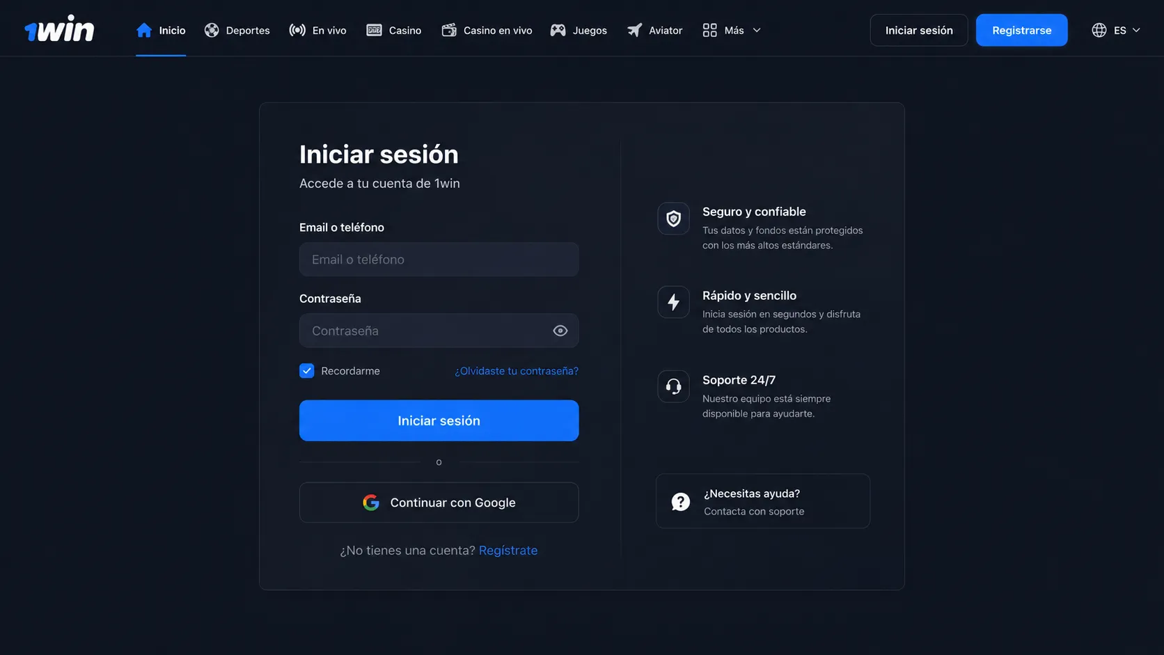 Gabinete personal de 1win mostrando saldo, historial de apuestas