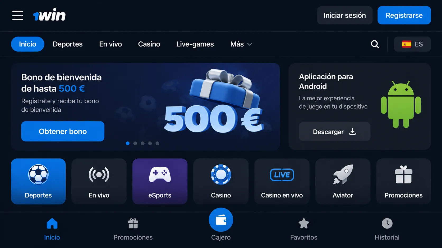 Bonos esperando después de una 1win bet APP download